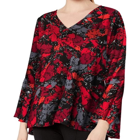 Rebel Wilson X Angels Tops - REBEL Wilson X Angels Bell Sleeve Top in Ruby Rock